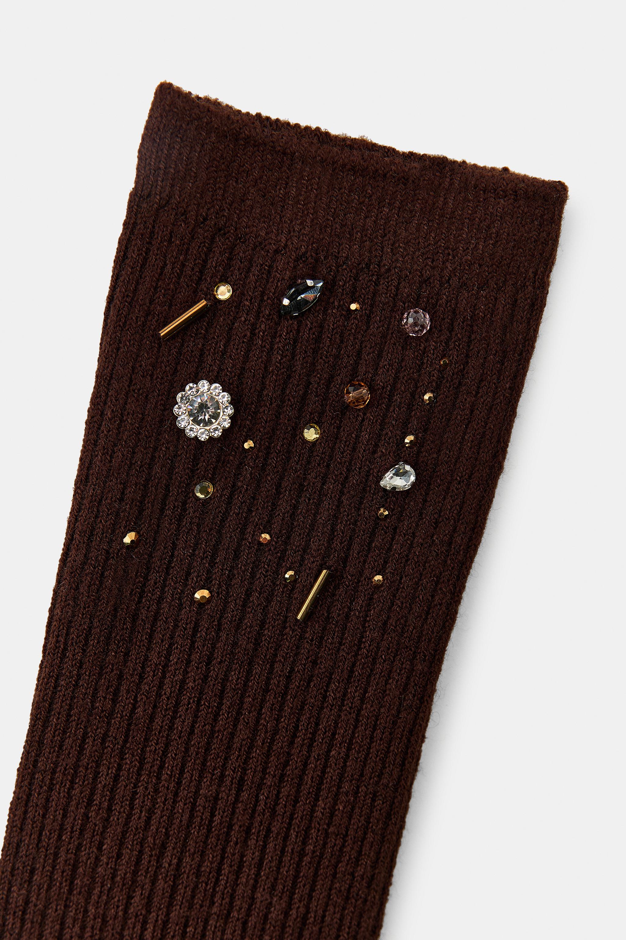 WOOL SOCKS WITH JEWELS AND BEADS
